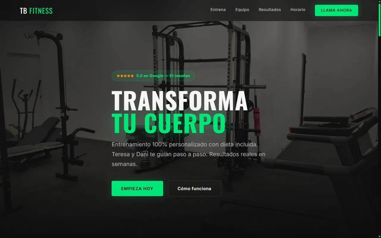 Web TB Fitness - Gimnasio personal